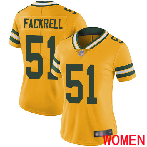 Green Bay Packers Limited Gold Women #51 Fackrell Kyler Jersey Nike NFL Rush Vapor Untouchable->green bay packers->NFL Jersey